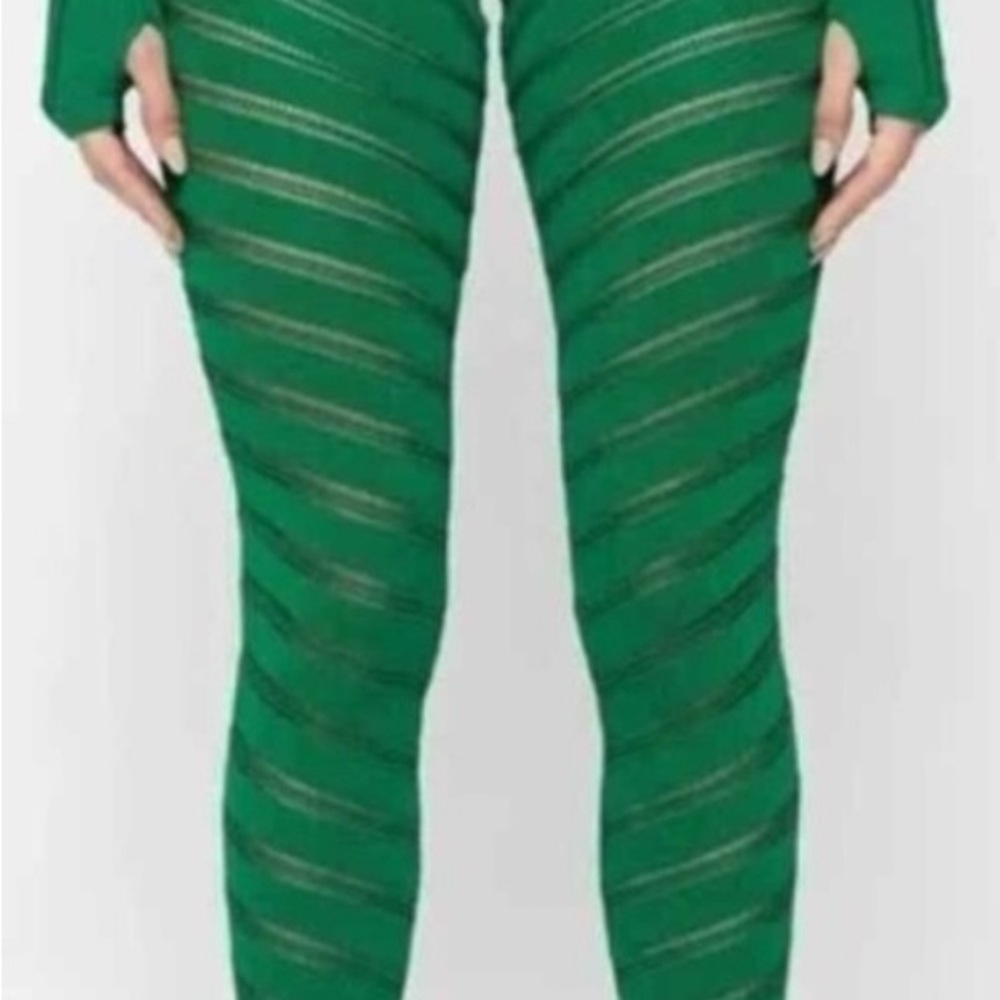 Green cutout leggings